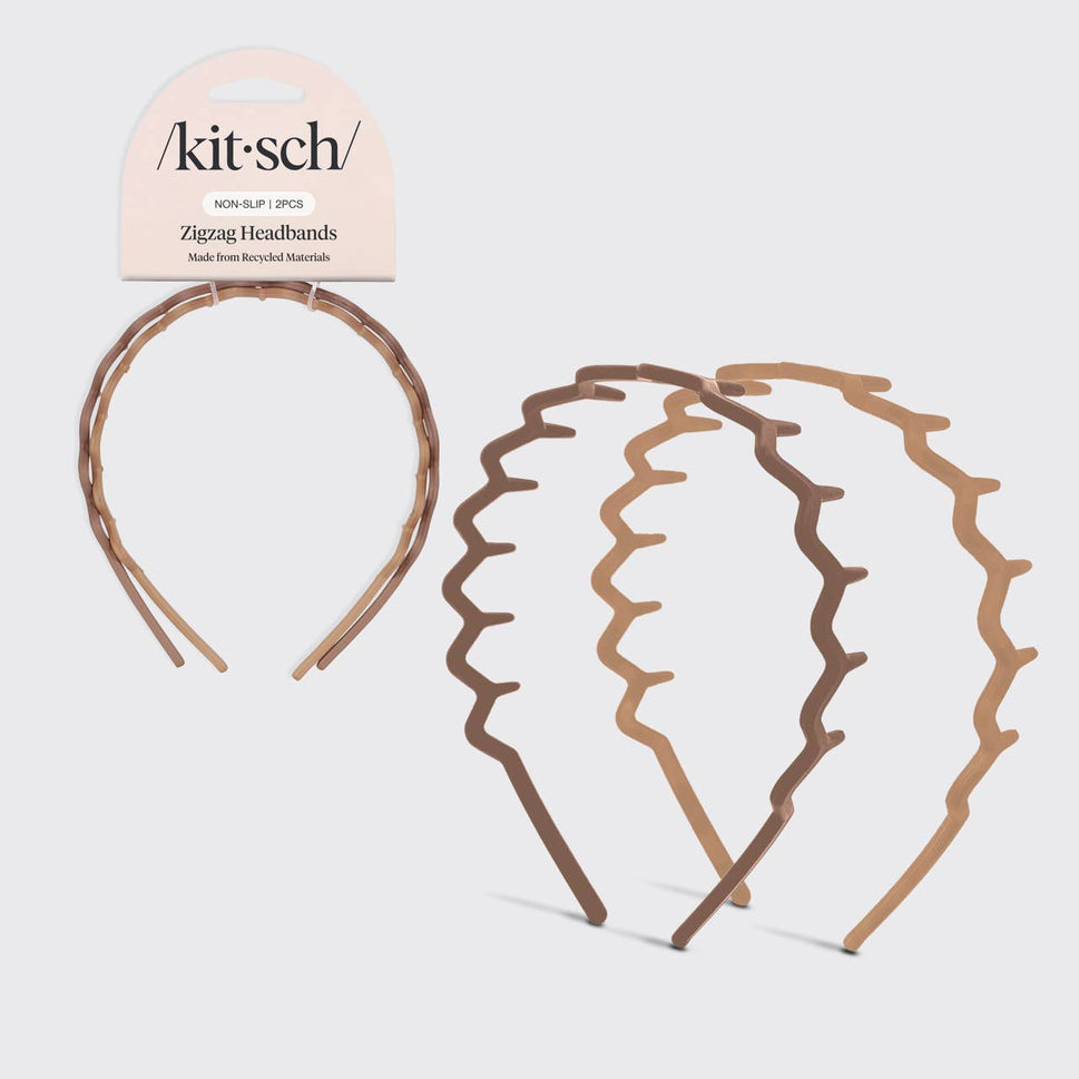Recycled Plastic Zig Zag Headband 2pc - Neutral