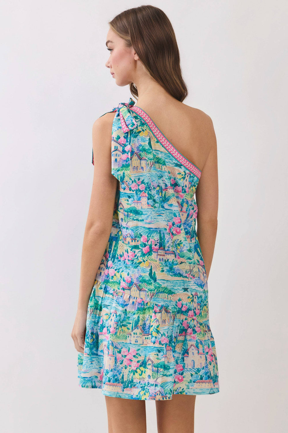 *Scenic Print One Shoulder Mini