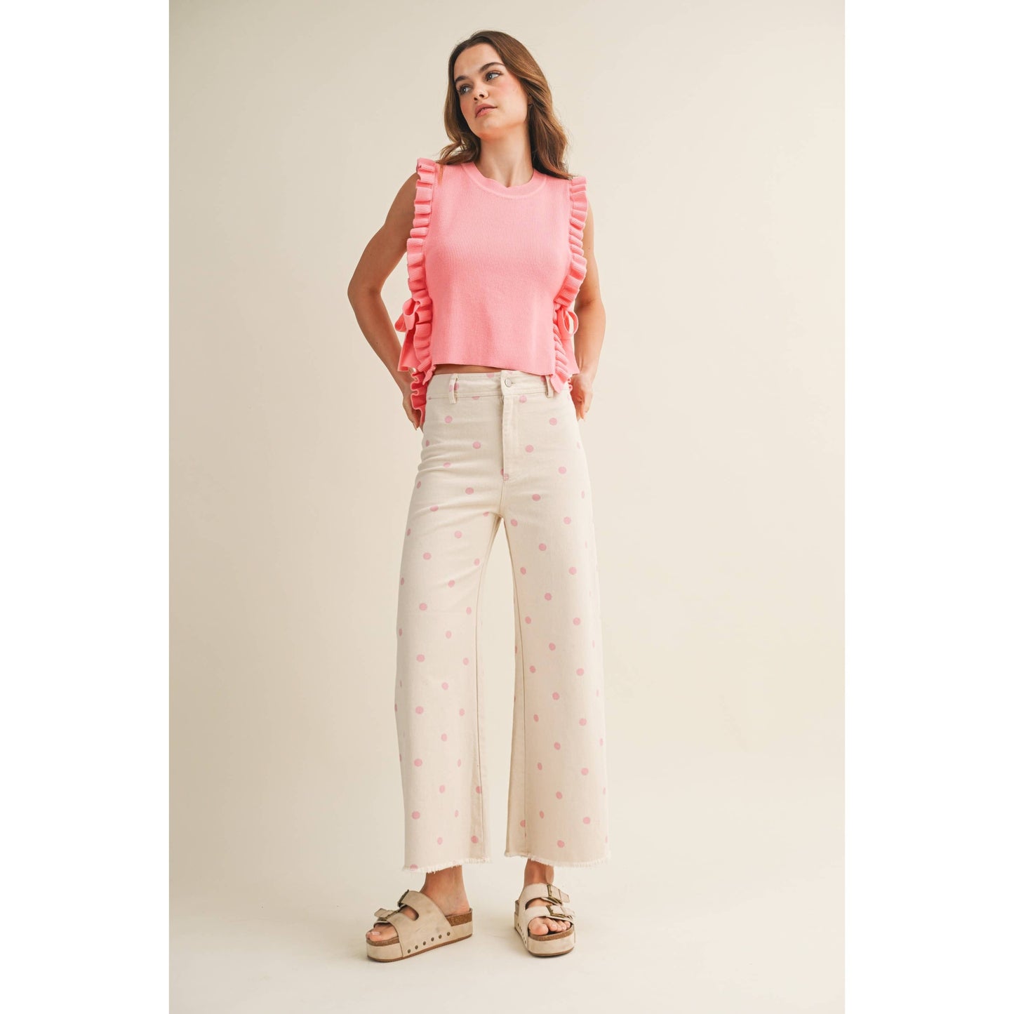 Falling Petals Polka Trouser Relaxed Fit Pants