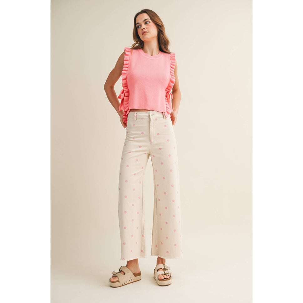 Falling Petals Polka Trouser Relaxed Fit Pants