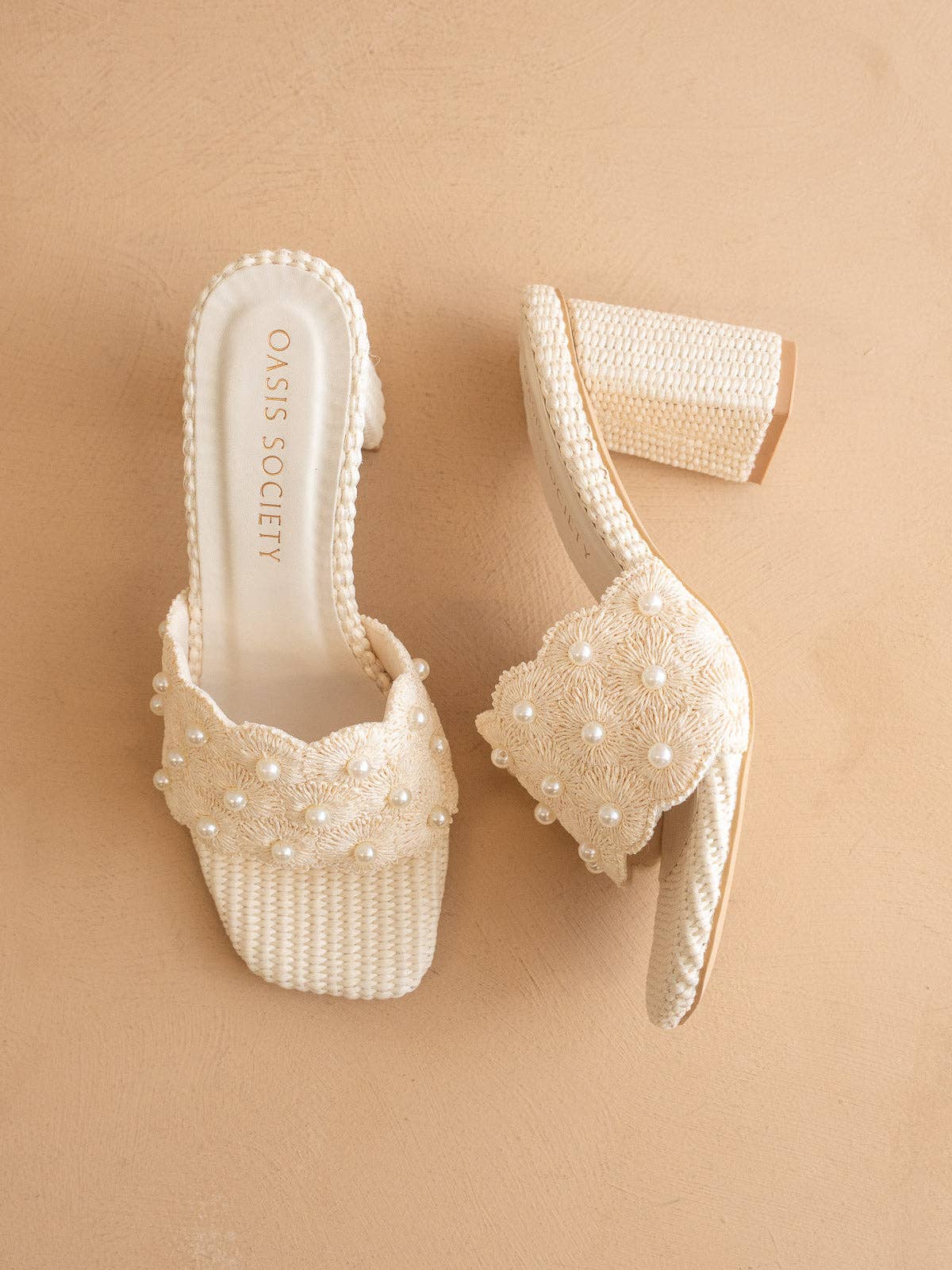 The Holland | Pearl Raffia Block Heel Mule