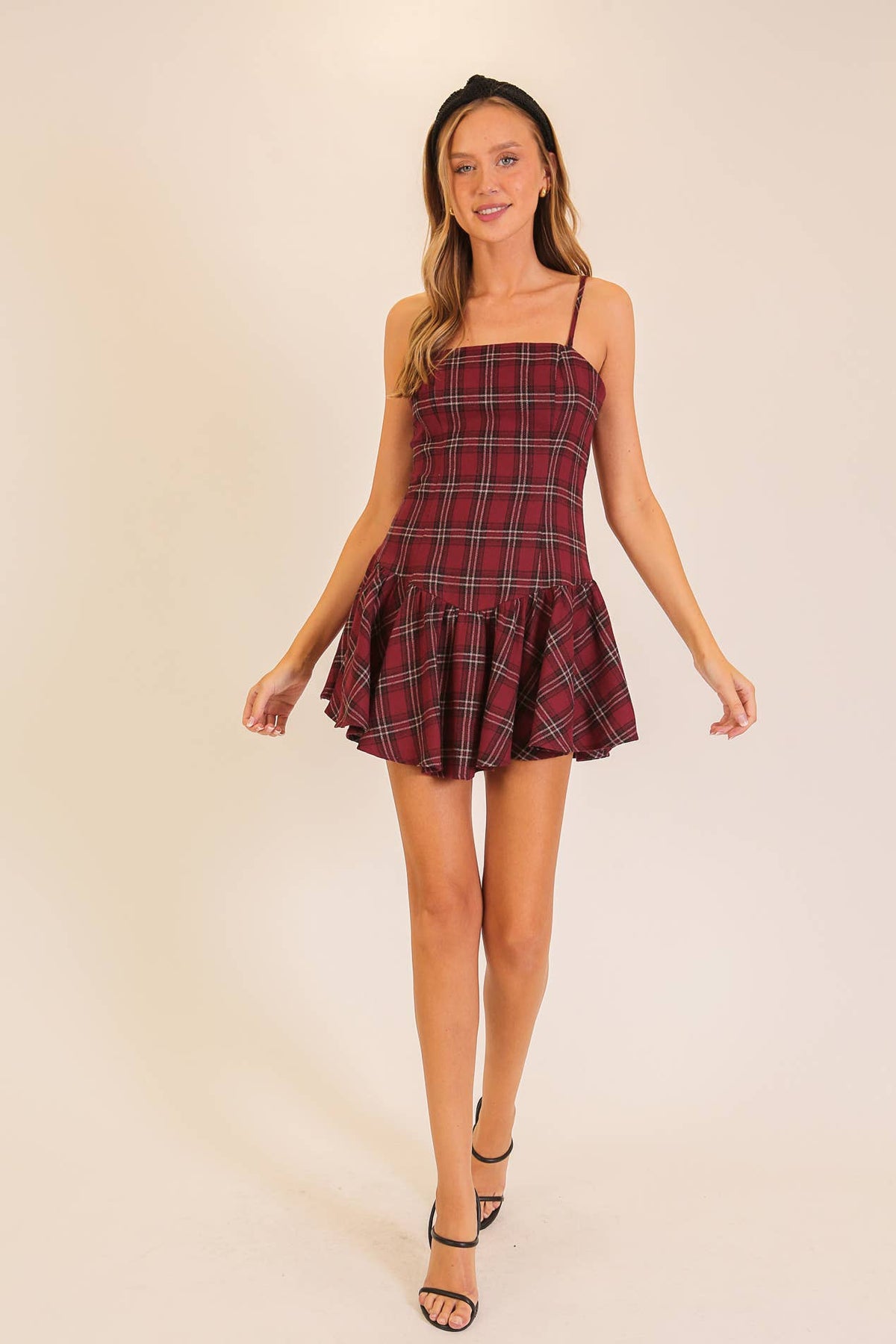 Plaid Drop Waist Mini Dress