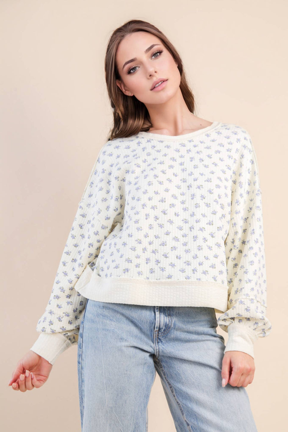 Blush Floral  Oversized Knit Top