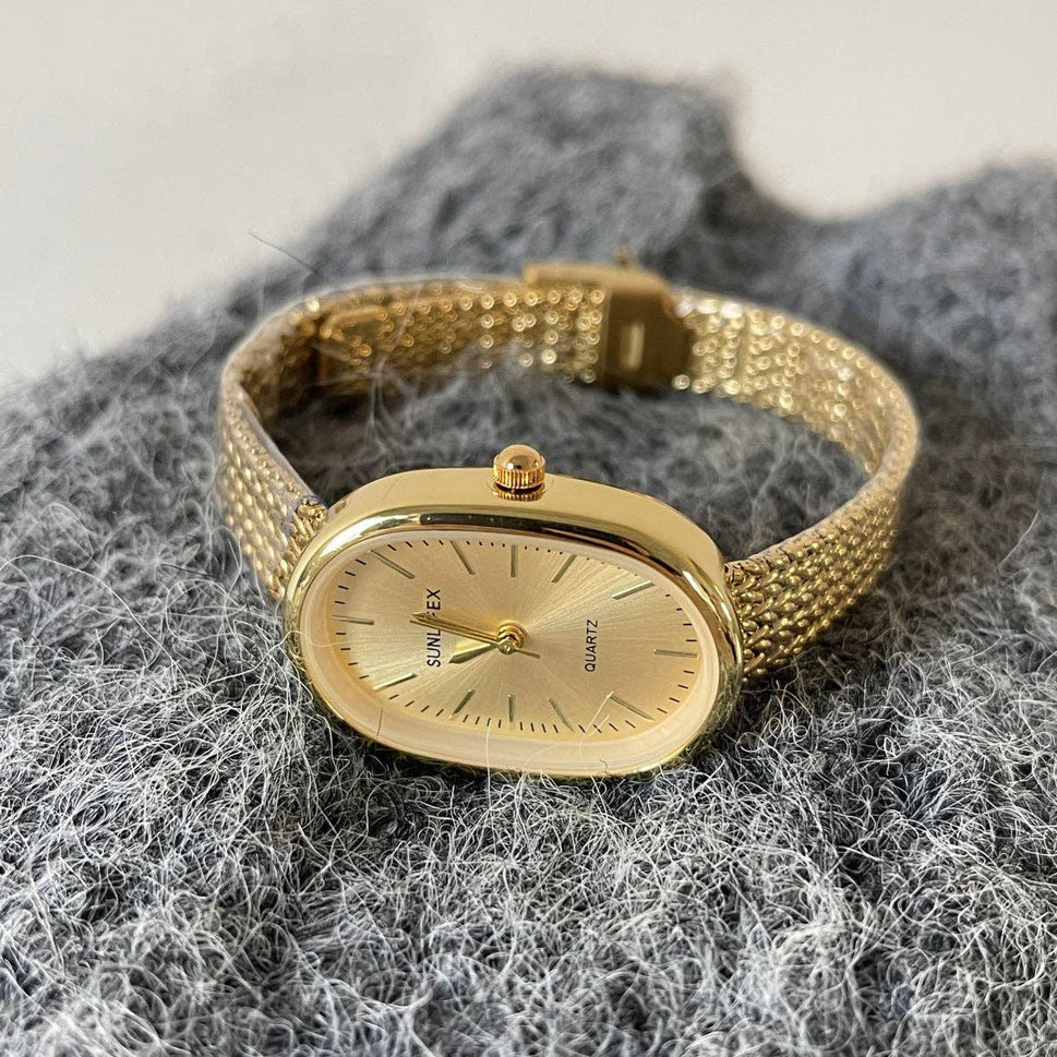 Elegant Gold Tone Stainless Steel Wrist Watch