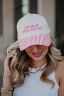 Switch I'm Nicer When I'm Tan Two-Toned Vintage Hats Grad Gift Idea: Pink and Light Pink Stripe 2 image