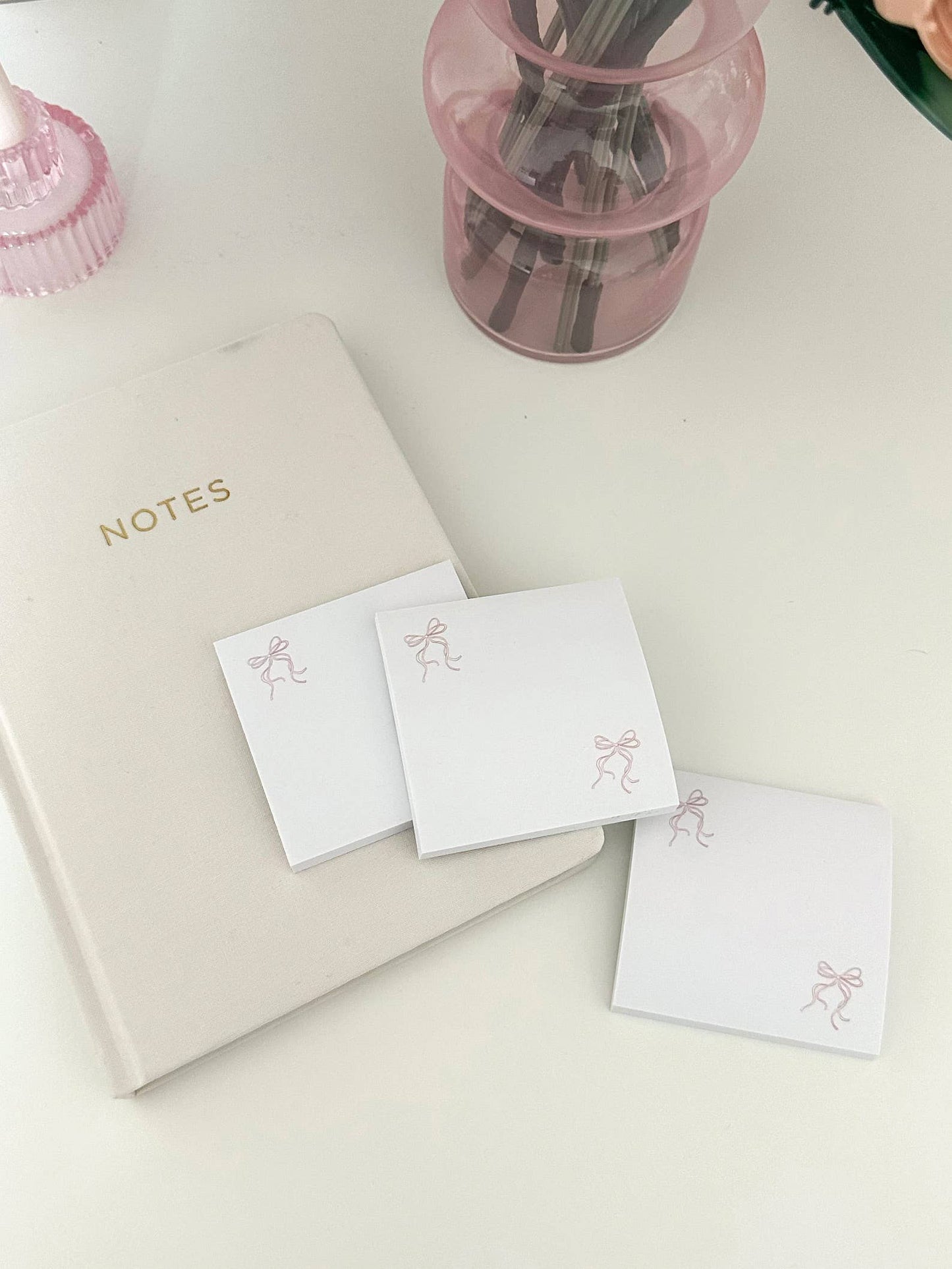 PINK BOW COQUETTE STICKY NOTE, CHRISTIAN STATIONARY