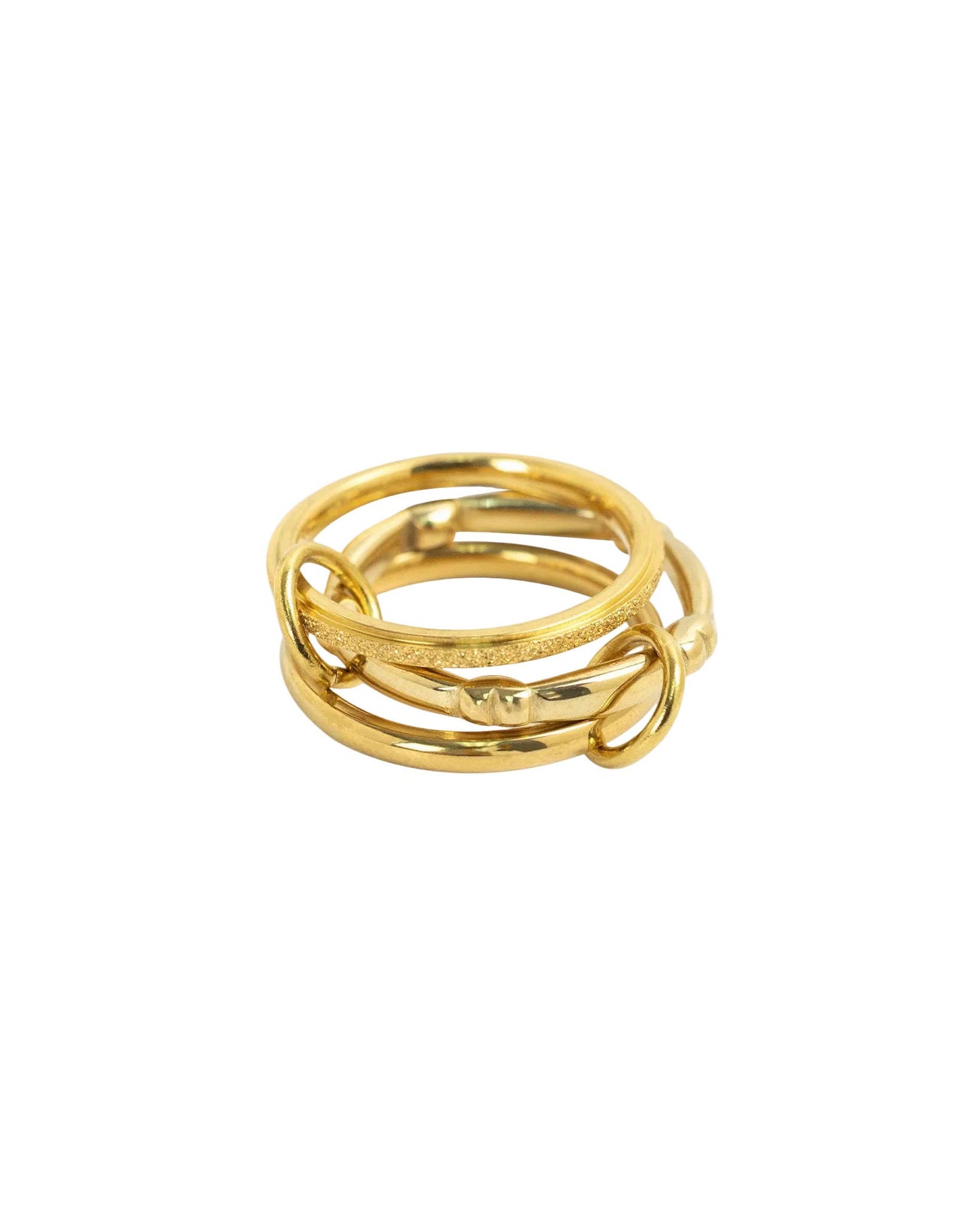 Stainless Sculpted Shimmering Interlocking Ring