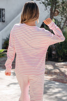 Switch Drop Shoulder Round Neck Top and Buttoned Straight Pants Two Piece Set 2 image
