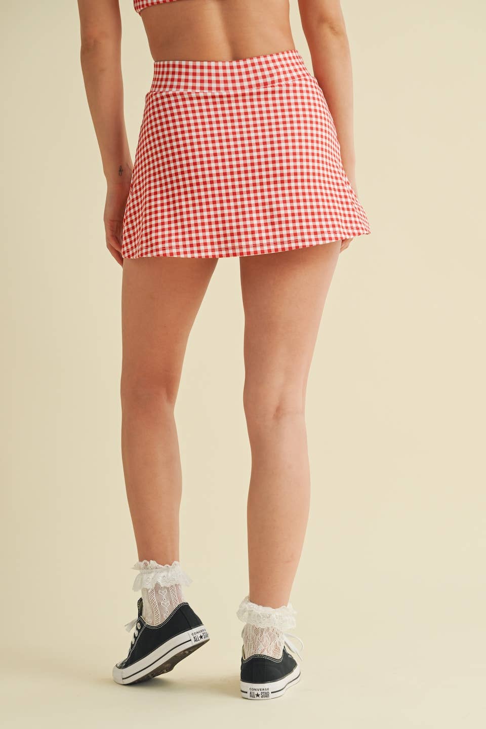 Gingham A-Line Skort: Blue / L