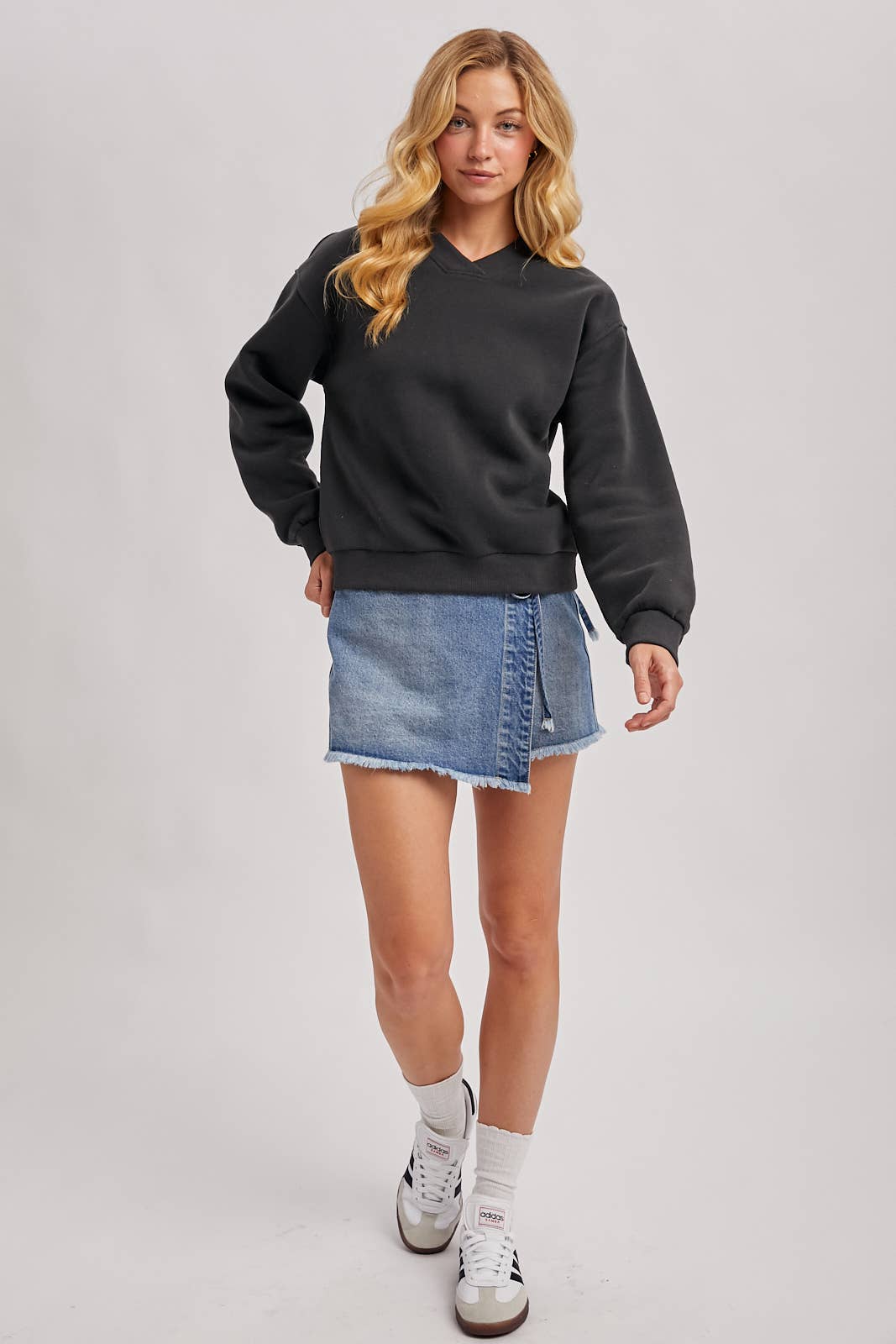 DENIM OVERLAPPING FRONT SKORT