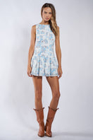 Switch *Ribbon Floral Crew Neck Sleeveless Mini Dress 3 image