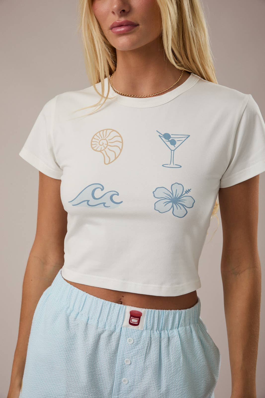 "SUMMER GRAPHIC" SHORT SLEEVE ROUND NECK BABY TEE