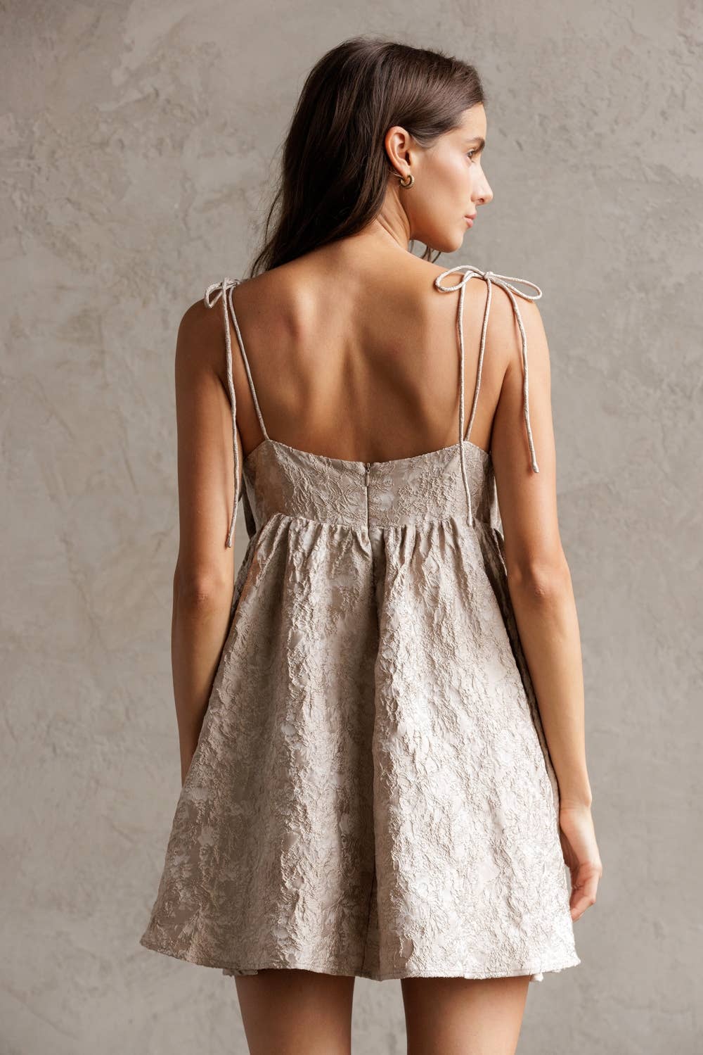 JACQUARD BOW MINI DRESS