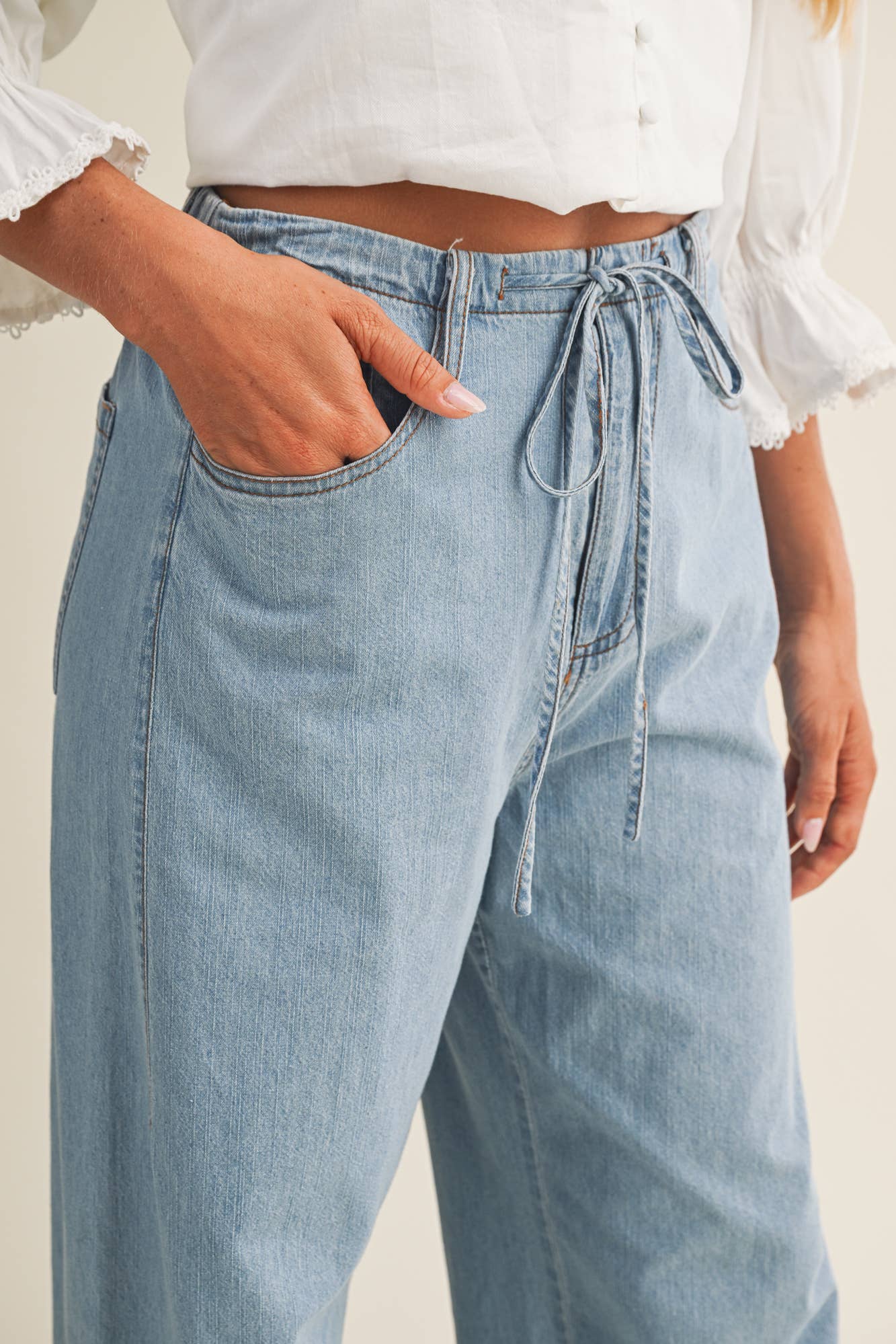 Relaxed Drawstring Denim