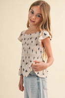 Switch TWEEN KIDS GIRLS FLUTTER SLEEVE SMOCKED TOP 2 image