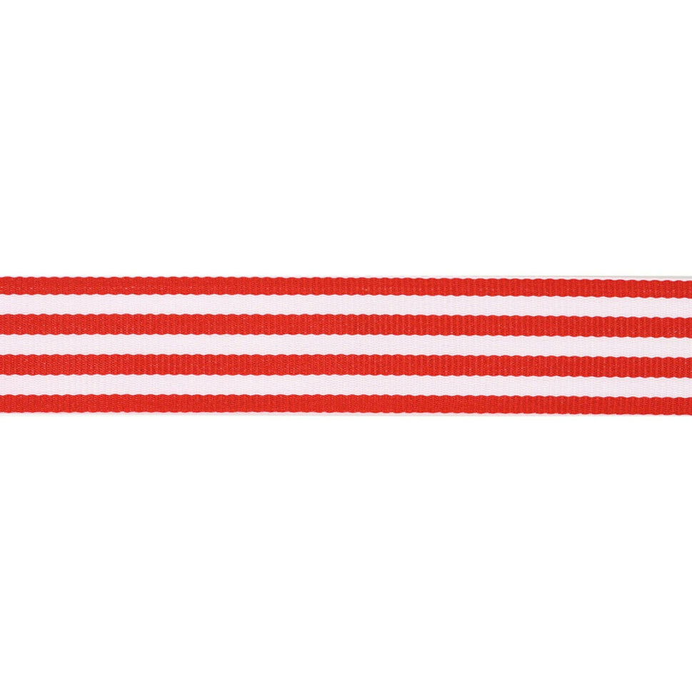 1" Striped Ribbon | 100 Yard Roll: Red