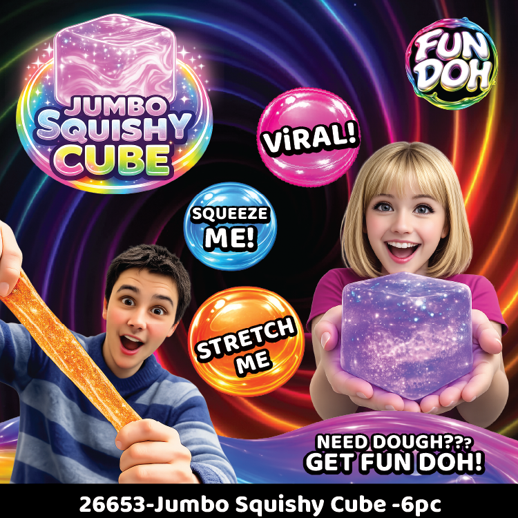 Fun Doh JUMBO Squishy Cube | Green/Blue Combo