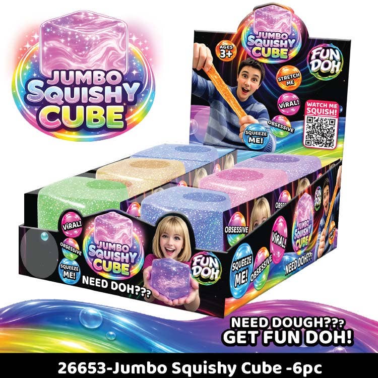 Fun Doh JUMBO Squishy Cube | Green/Blue Combo