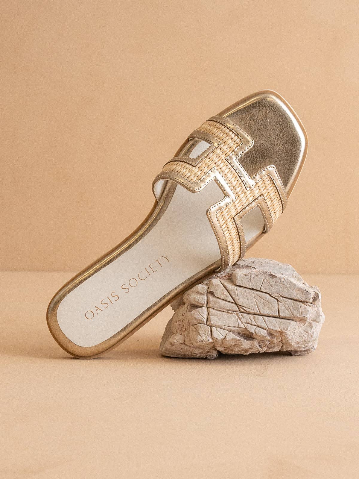 The Ena | H Cutout Raffia Slide