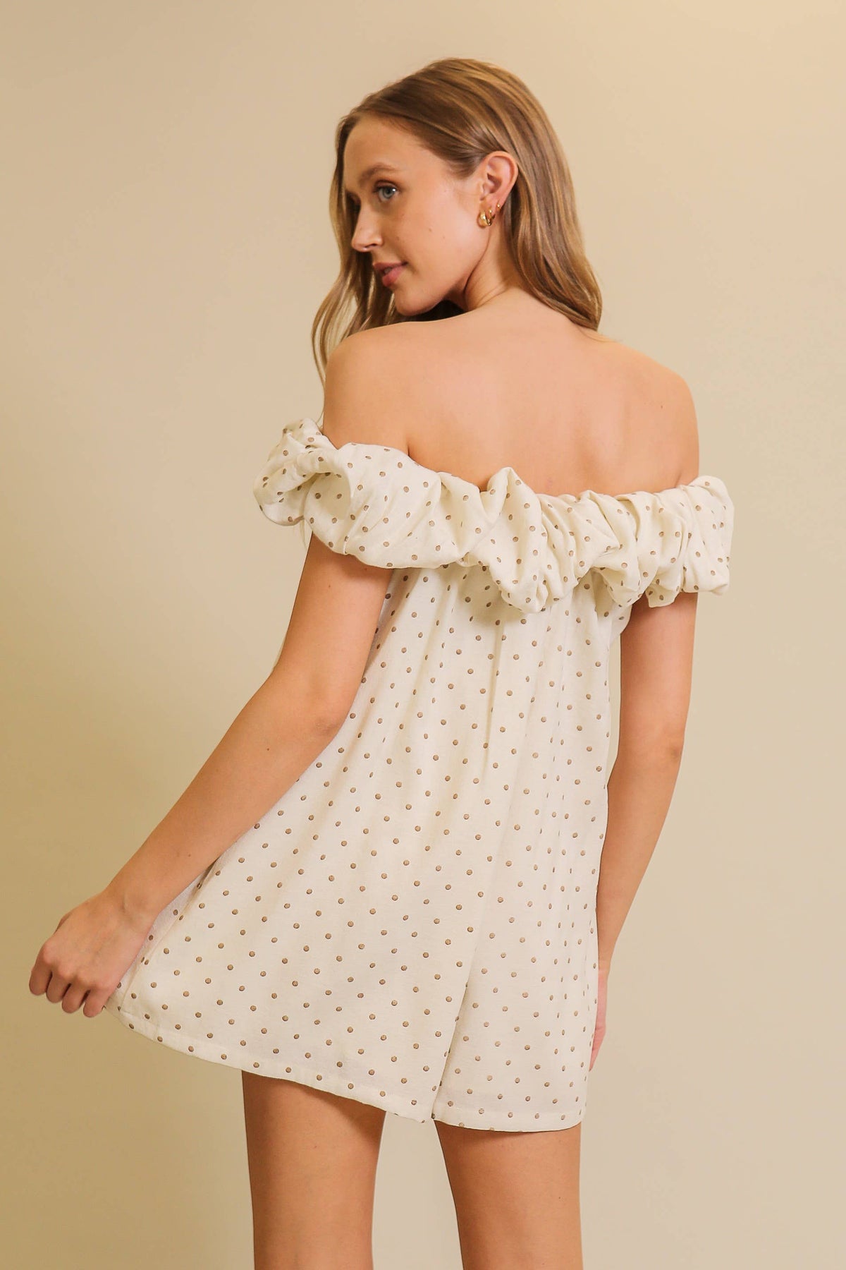 Polka Dot Off-The-Shoulder Romper