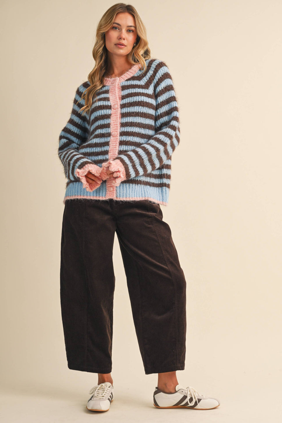 Ruffle Sleeve Stripe Sweater