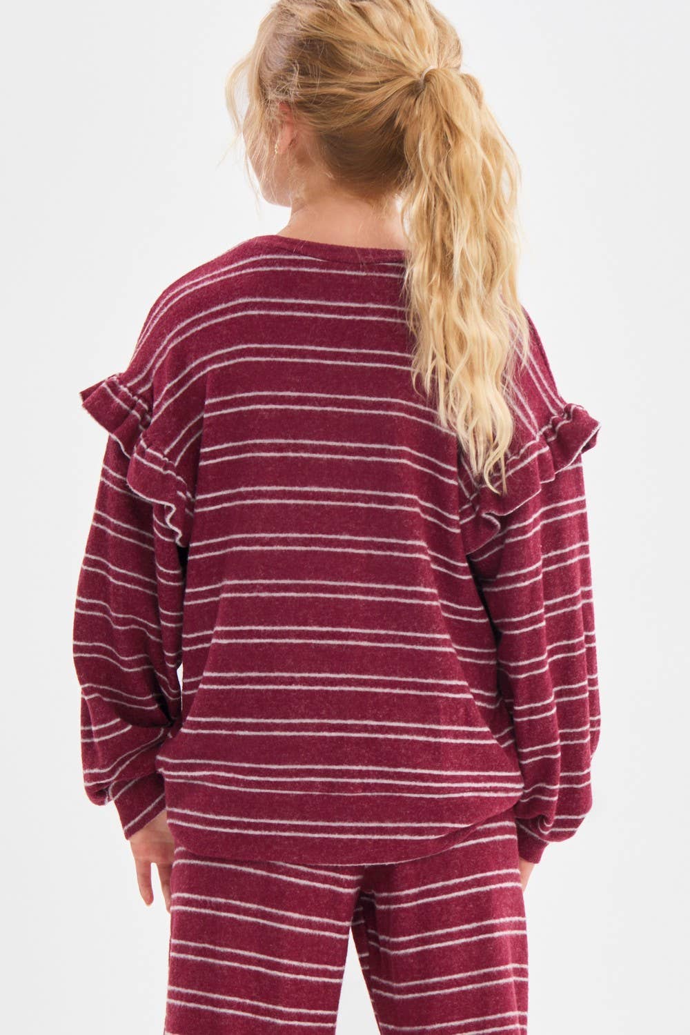Ruffle Shoulder Brushed Knit Top
