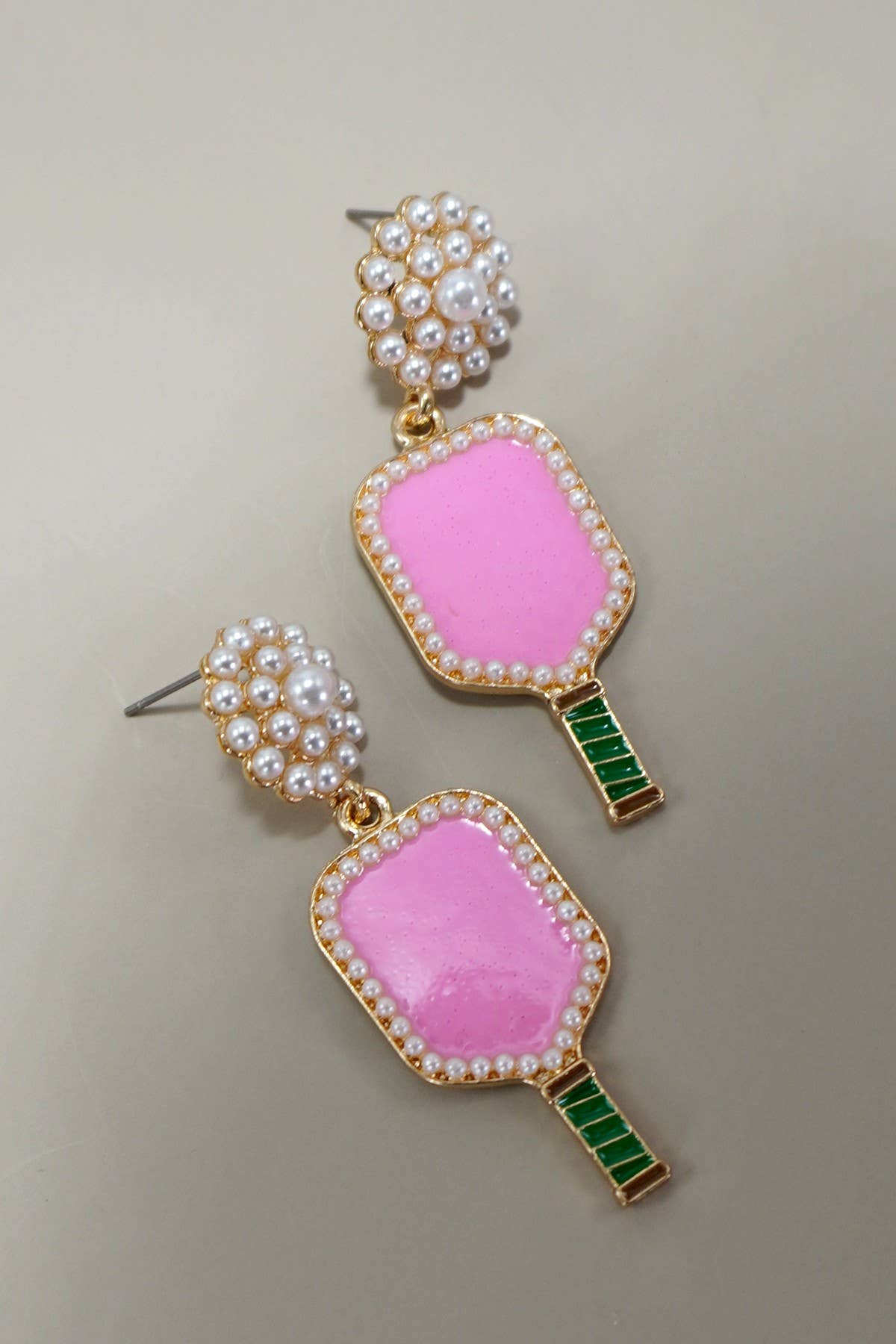 PICKLEBALL PEARL RACKET DROP EARRINGS