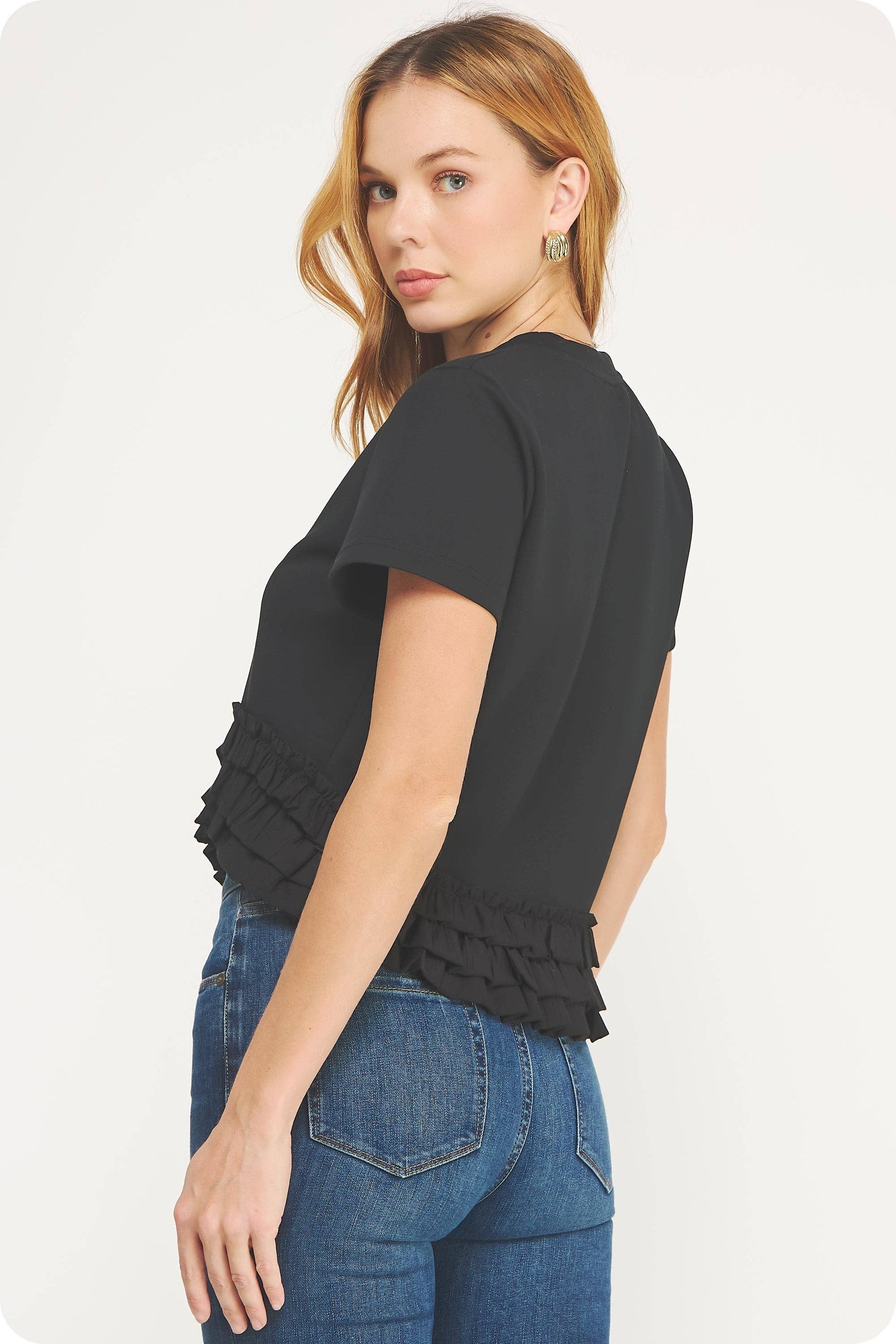 Ruffle Frill Asymmetric Hem Top