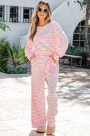 Switch Drop Shoulder Round Neck Top and Buttoned Straight Pants Two Piece Set 2 image