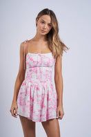 Switch TREE PRINT TIE STRAP FIT &amp; FLARE MINI DRESS 3 image