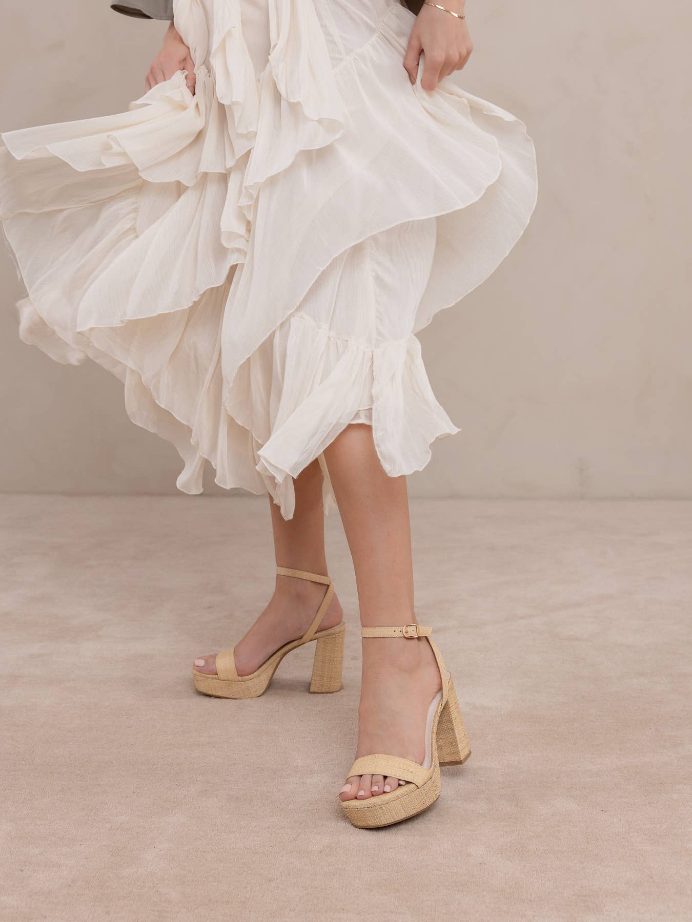 The Olympia | Natural Raffia Platform Heel