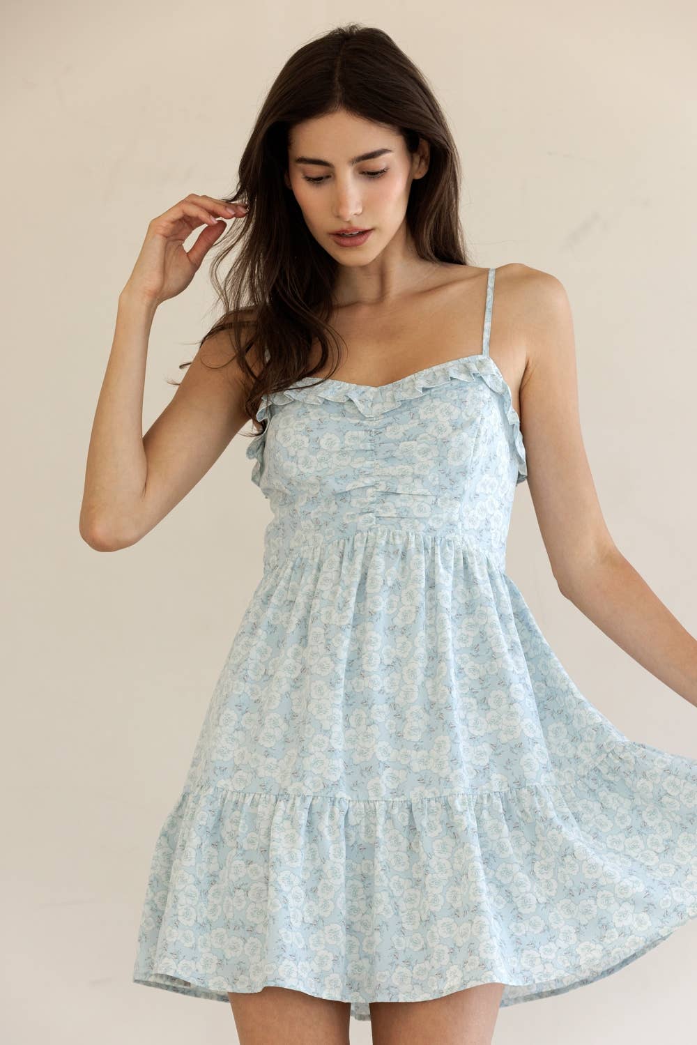 FLORAL RUFFLED MINI DRESS