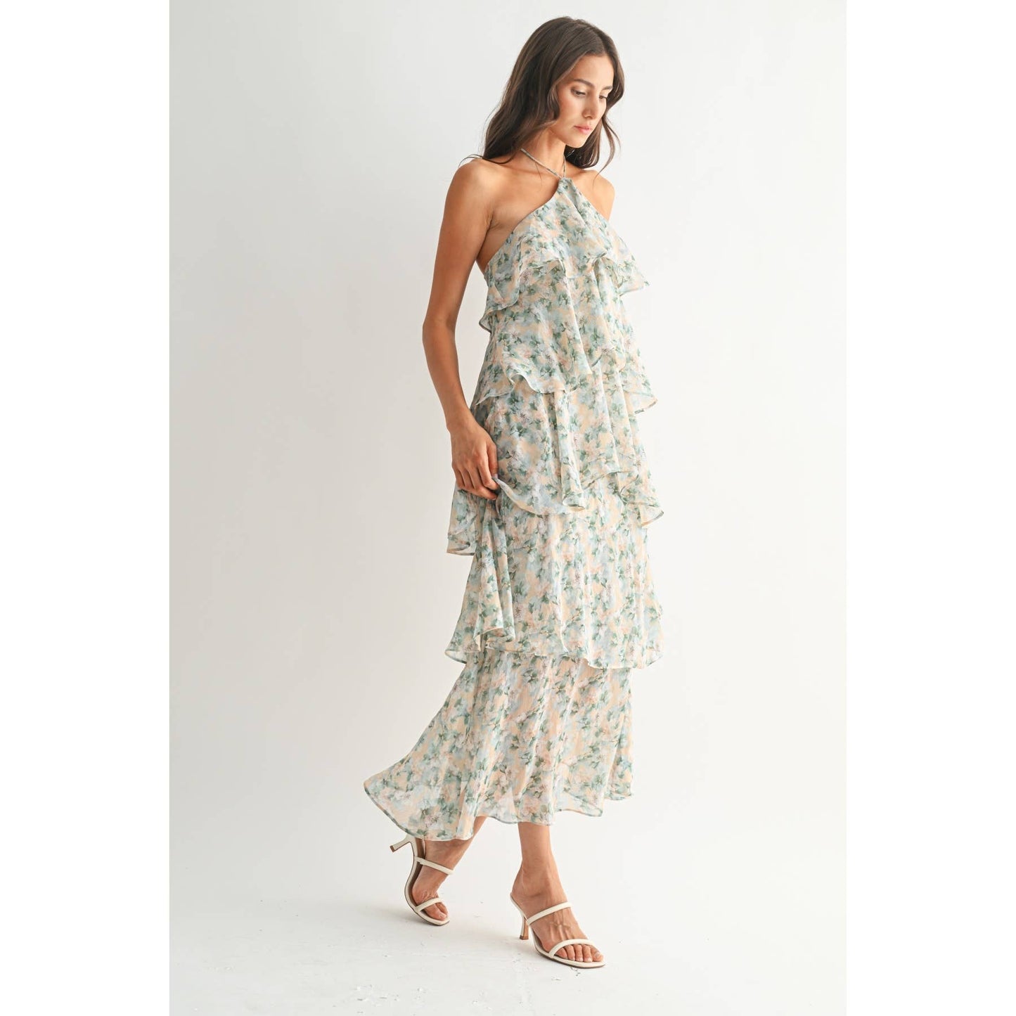 TIERED FLORAL MAXI DRESS