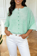 Switch *Chic 3/4 Sleeve Button Down Sweater Cardigan Green 2 image