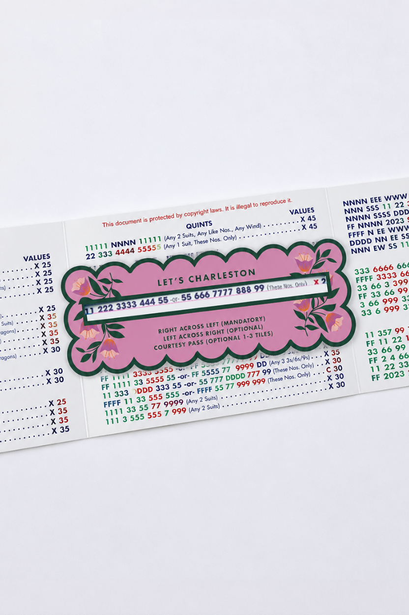 Mahjong Line Finder Tool for Standard and Large Size NMJL Cards - Pink: One Line Finder