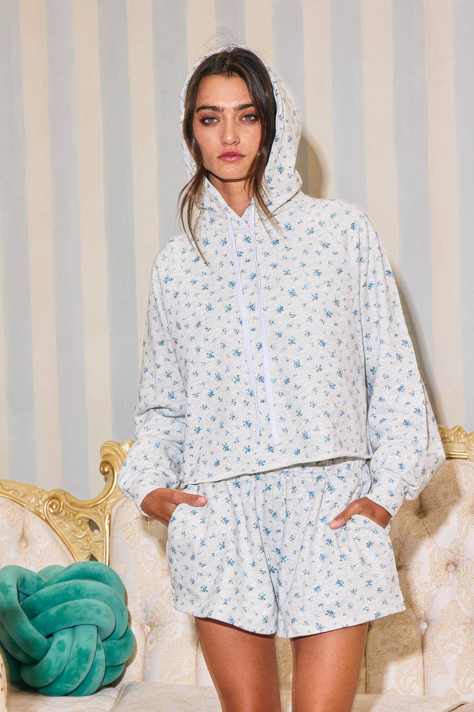 FLORAL PRINT LOUNGE HOODIE (Set)