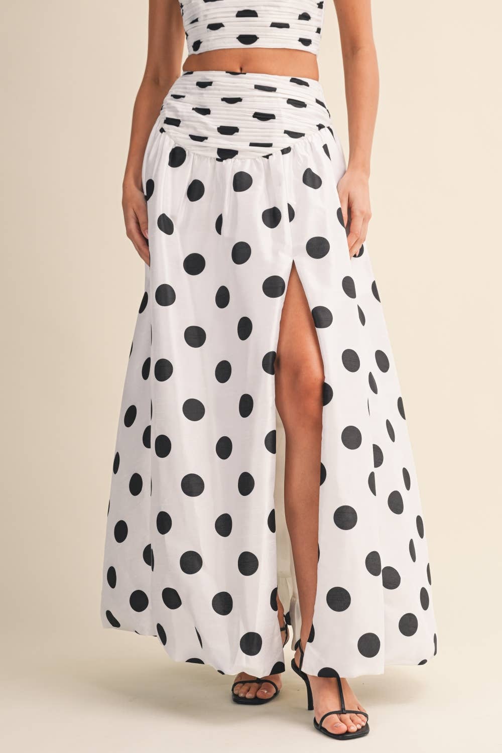 POLKA DOT PRINTED TOP AND BUBBLE HEM SET