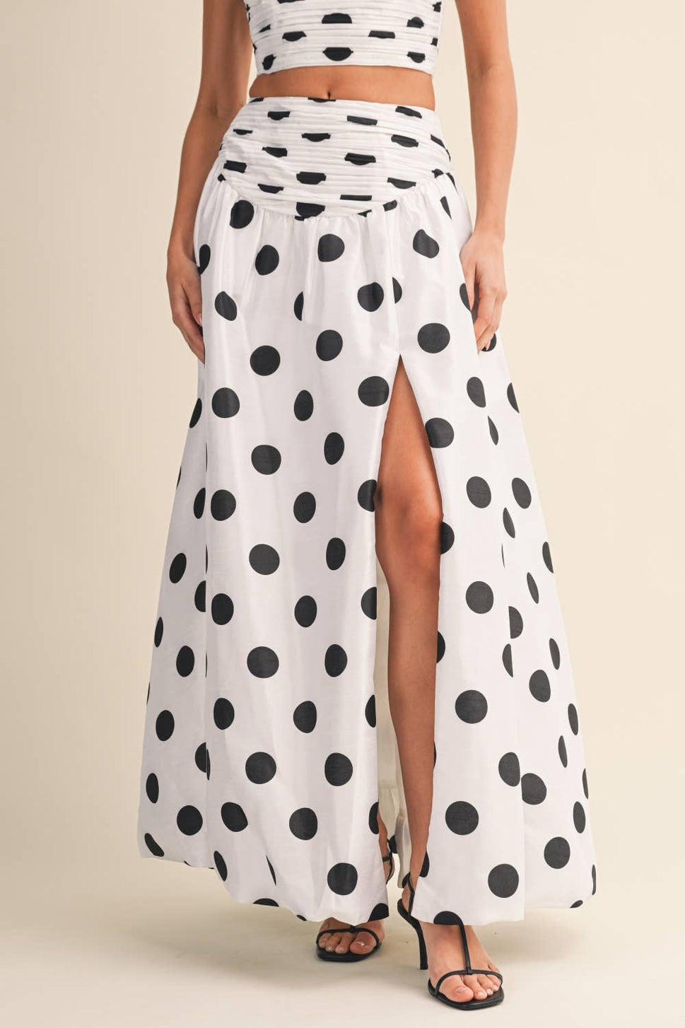 POLKA DOT PRINTED TOP AND BUBBLE HEM SET