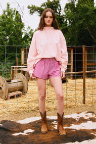 Blessed Embroidered Mockneck Sweatshirt : BABY PINK