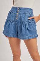 Switch FLUER PLEATED DENIM SHORTS WITH POCKETS 2 image