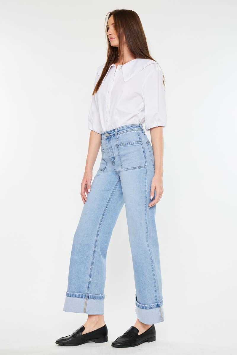 OPEN PACK HIGH RISE WIDE LEG JEANS-KC2603M