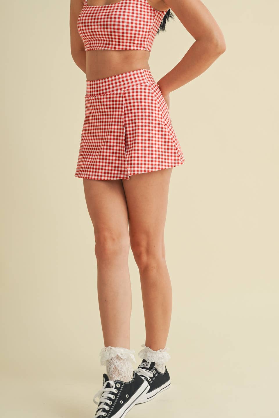 Gingham A-Line Skort: Blue / L