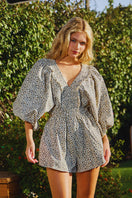 Switch SMOCKED V-NECK RUFFLED LEOPARD PRINT ROMPER 3 image