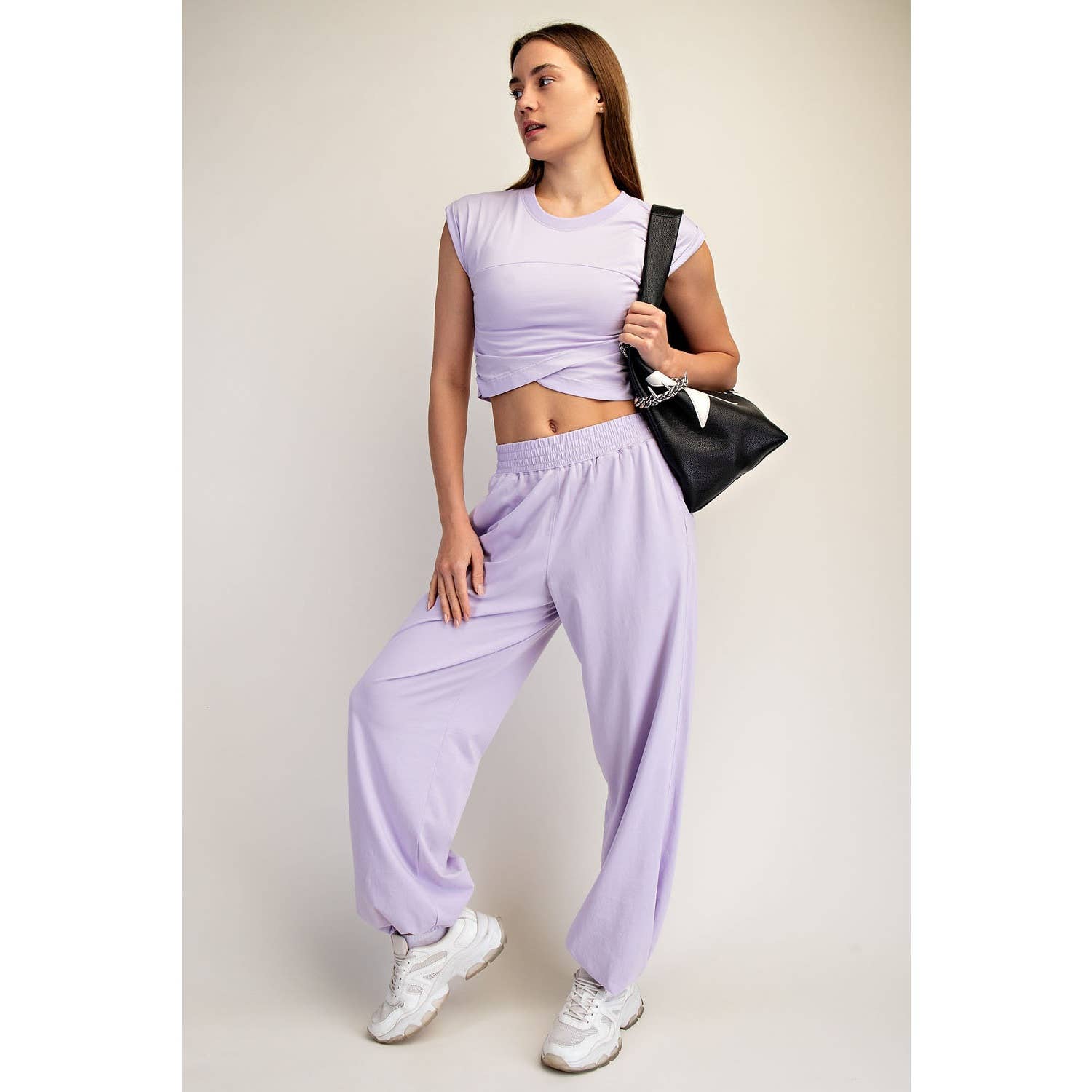 COTTON LYCRA CROSSOVER SET: Lavender