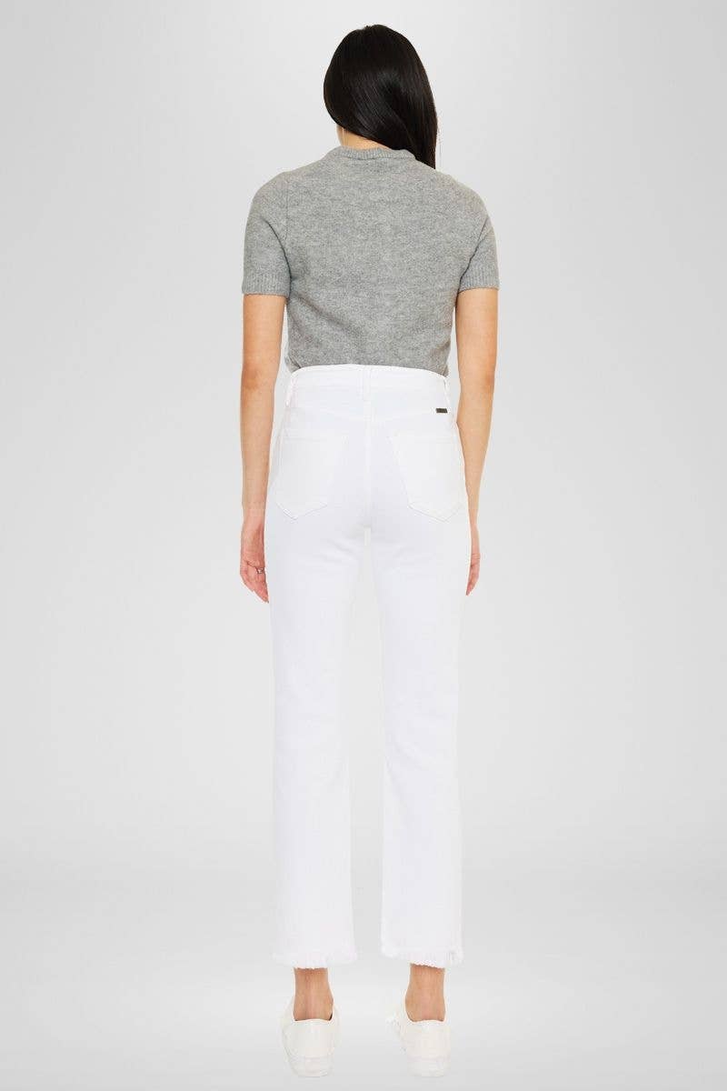 HIGH RISE WHITE SLIM STRAIGHT JEANS