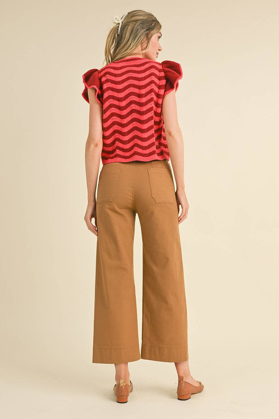 HIGH WAIST CROPPED WIDE LEG PANTS