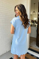 Switch Solid Snap Button Polo Scallop Hem Mini Dress 2 image