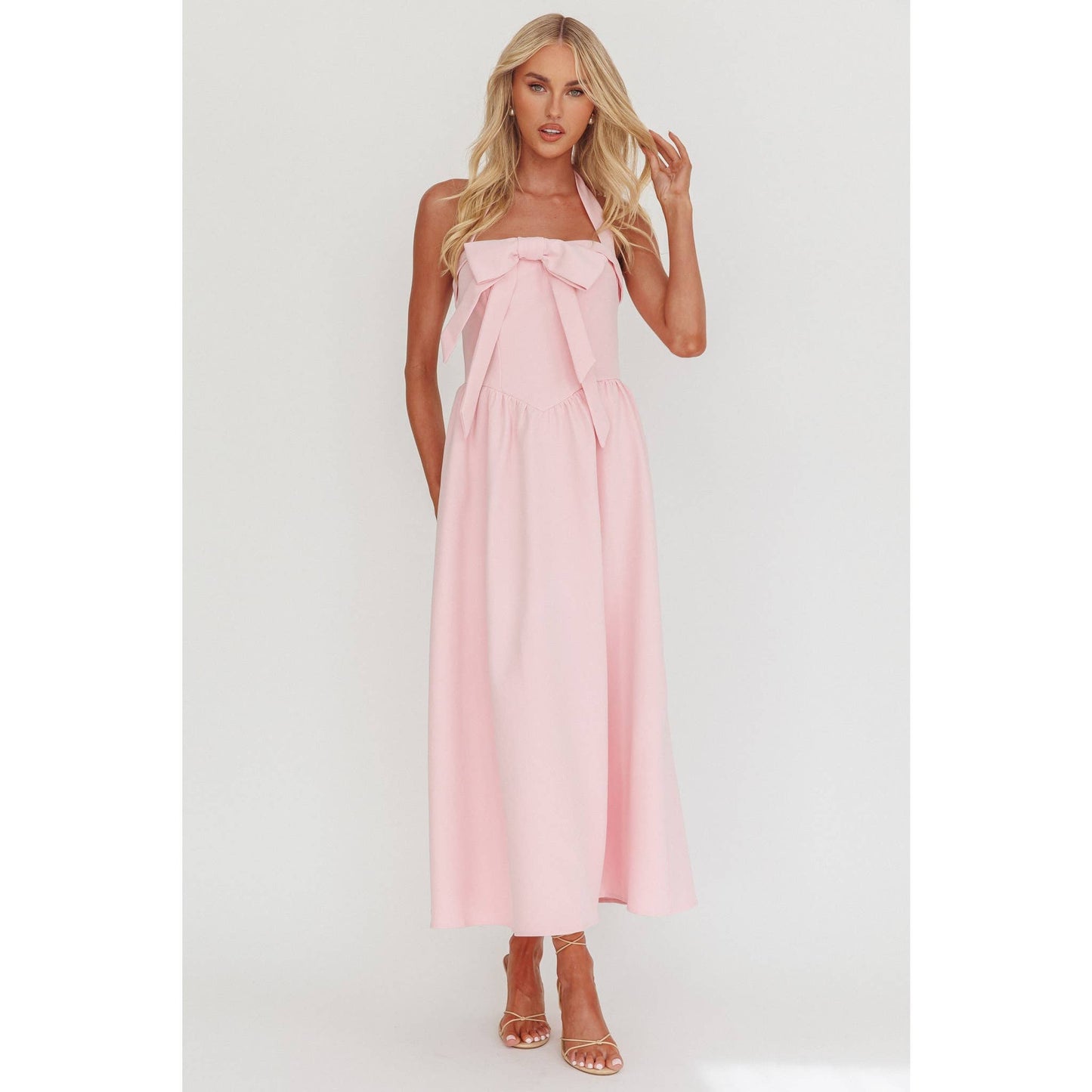 Rose Bow Maxi Dress: Pink Sorbet