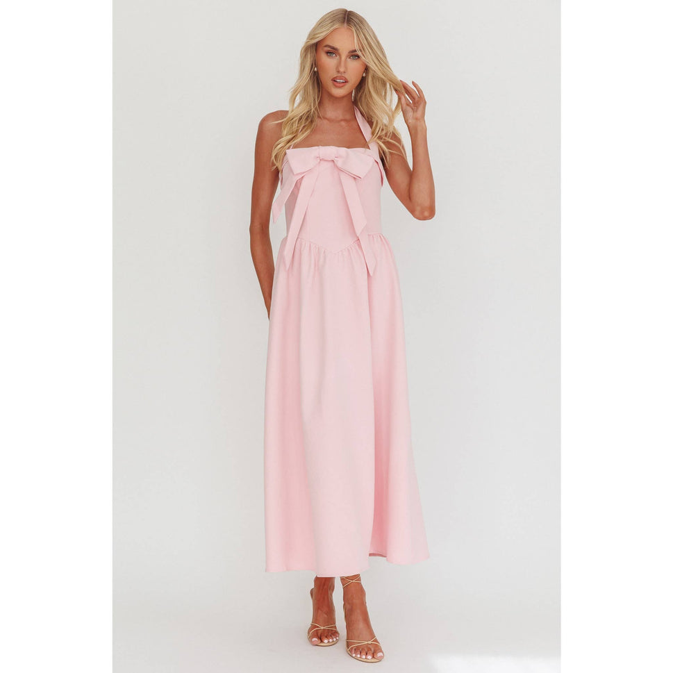 Rose Bow Maxi Dress: Pink Sorbet